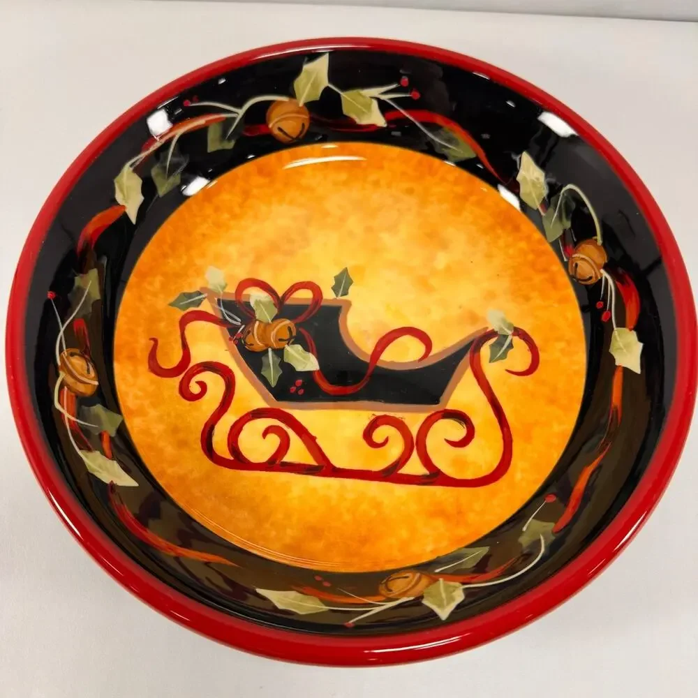 Christmas Sleigh Pasta Bowl Certified International Judy Westegaard